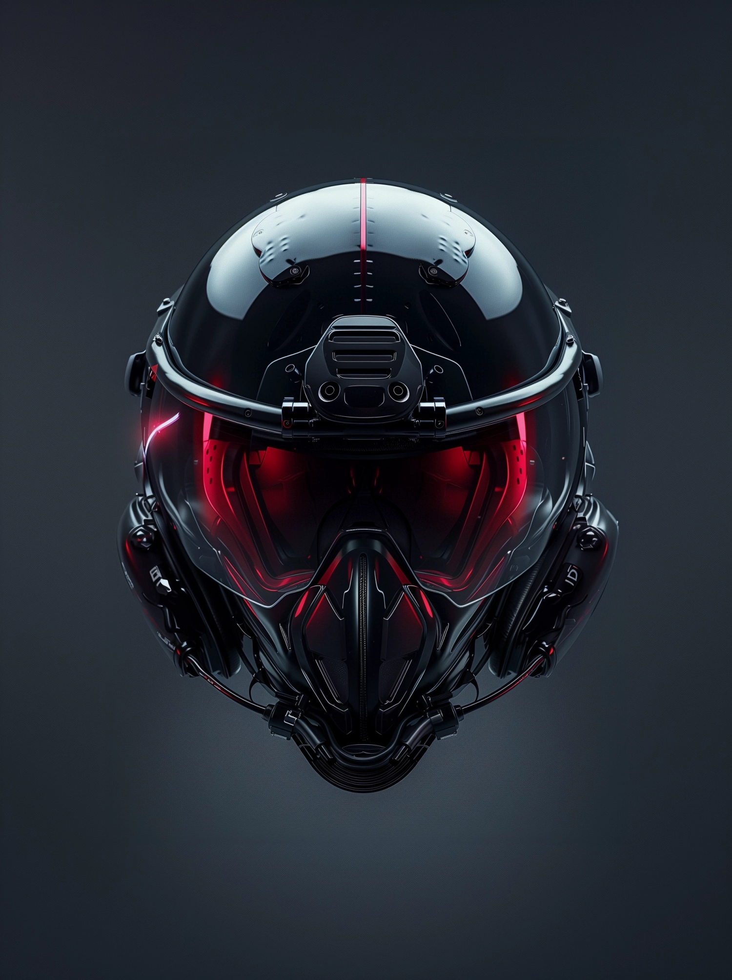 new york jets launch custom helmet for jet fighter pilots, in the style of dark black and crimson, futuristic minimalism, naoto hattori, luminous reflections, futuristic robots, ricoh r1, close-up