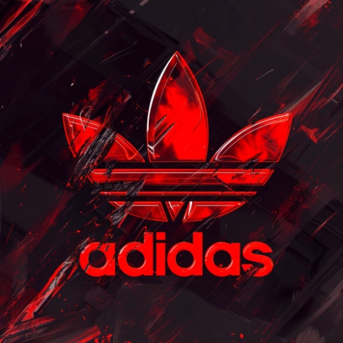 A digital art rendering of a red Adidas logo
