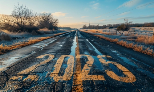 "2025" number on a long road that leads into the horizon