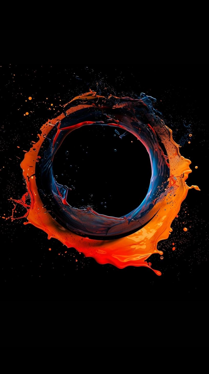 create picture,black background and on the center one abstract floating element in a shape of a circle,liquid stylize 50