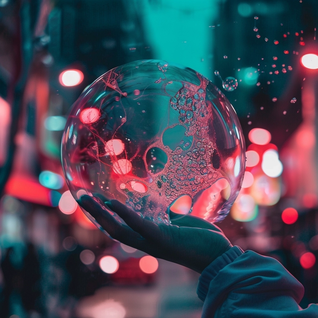 a hand bursting a big bubble with the TikTok logo on it