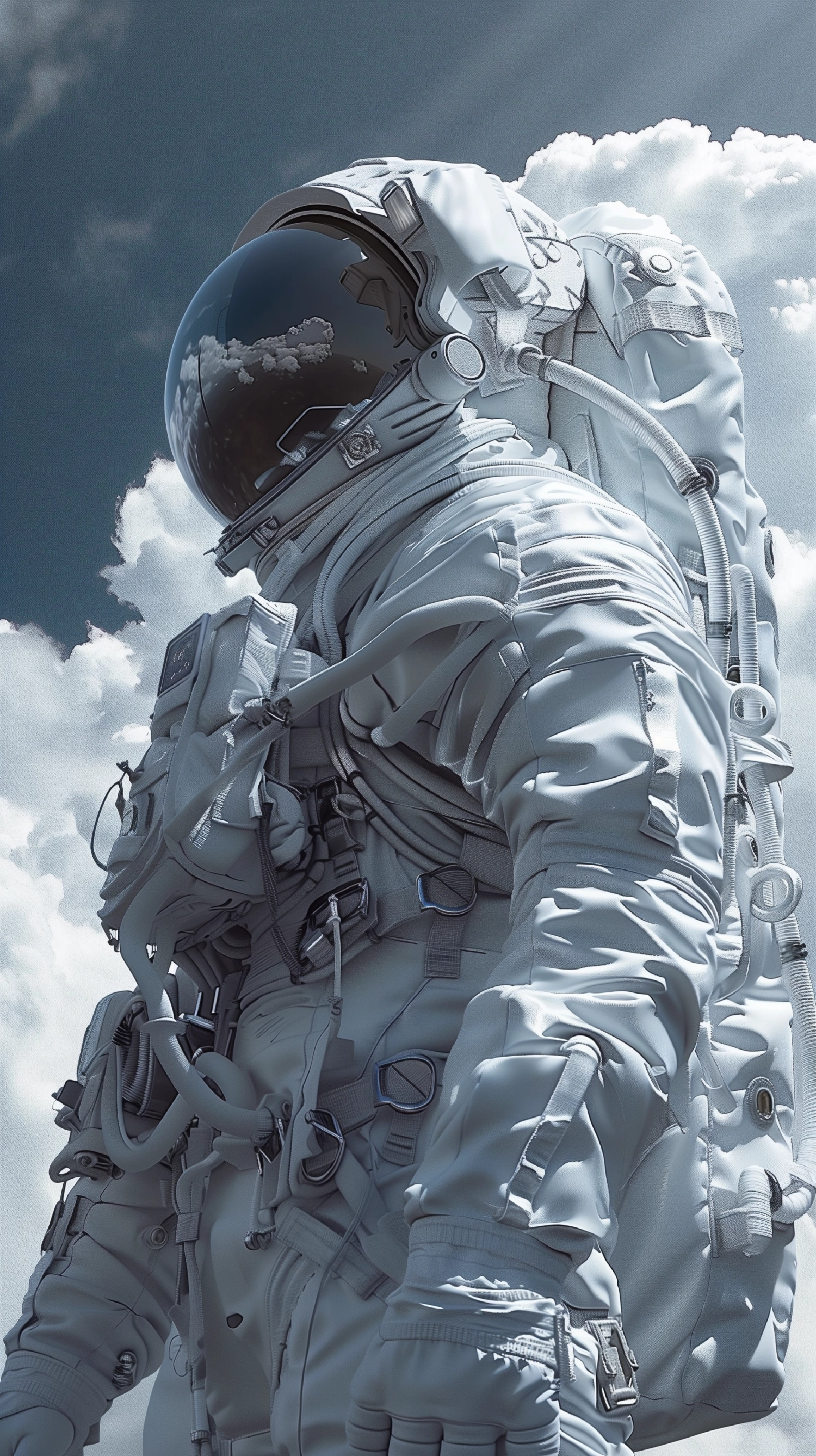 Candid low angle wide shot of Futuristic Astronaut in White Futuristic Suit, cinematic, epic, covered by refraction caustics by Ed Freeman and Stanislaw szukalski and Moebius, highly fine details, infrared photograph by ilse bing and alex prager and tim flach and andreas gursky 32k