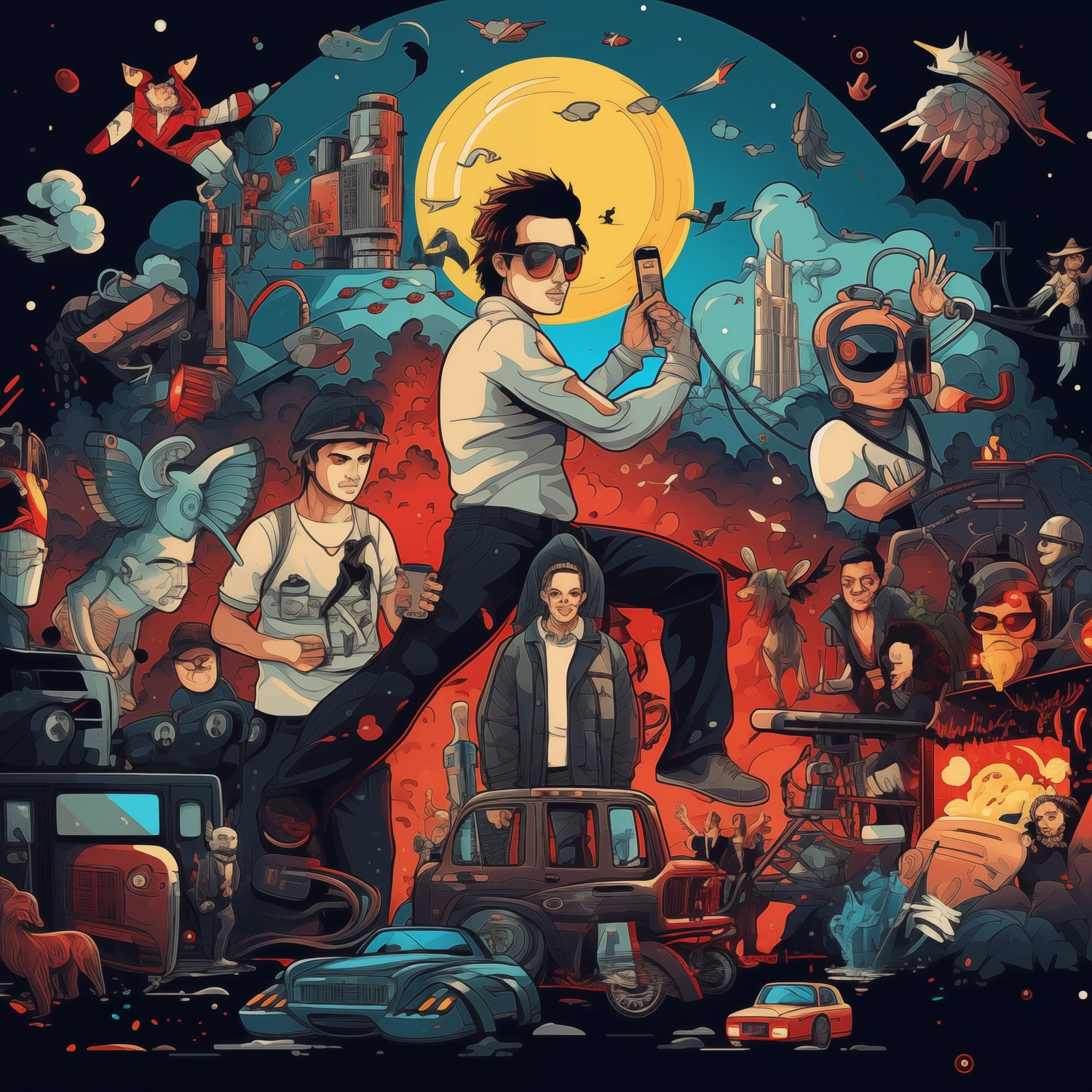 Animated graphic of a popular culture theme