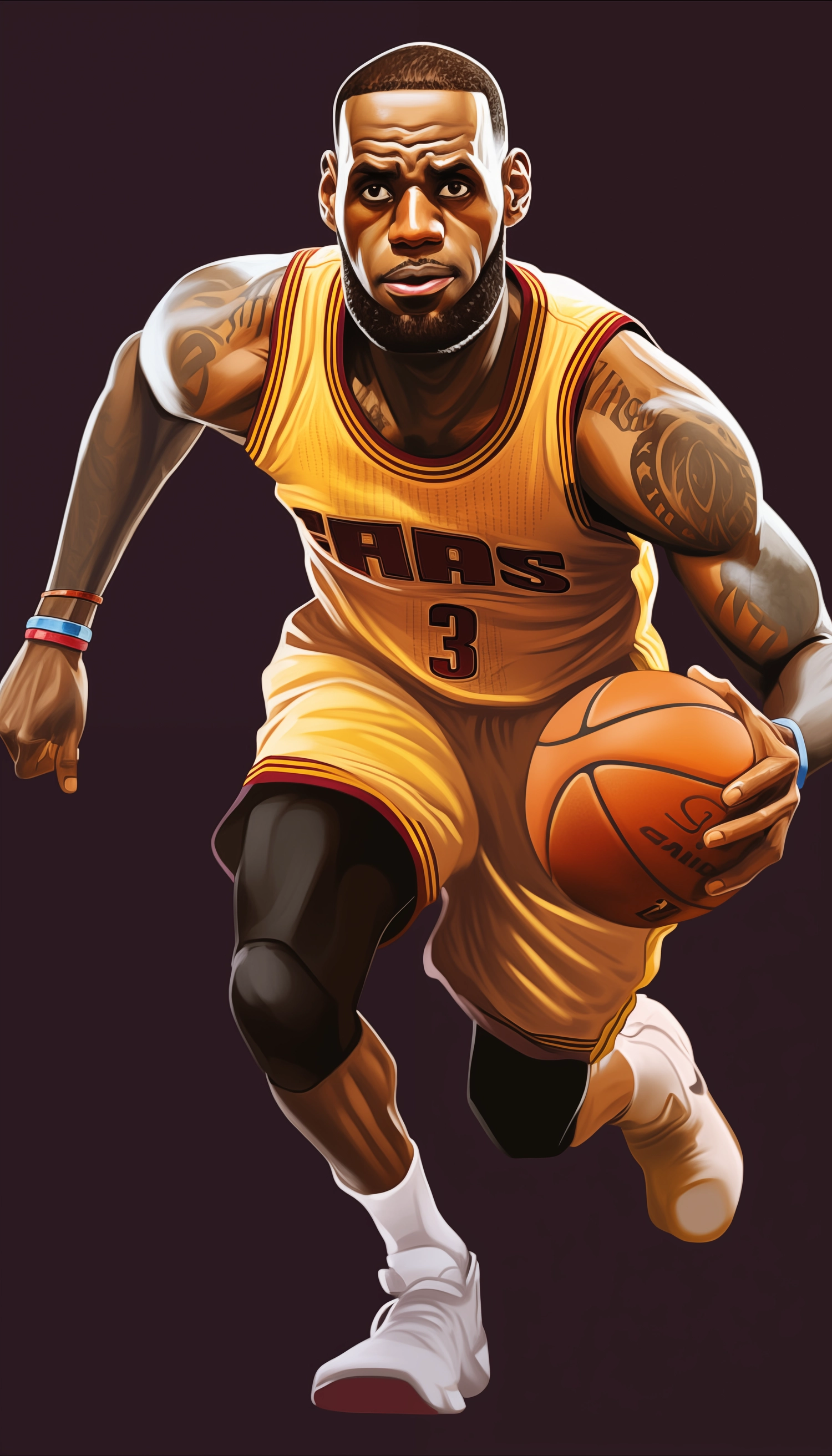Cartoon of LeBron James playing basketball