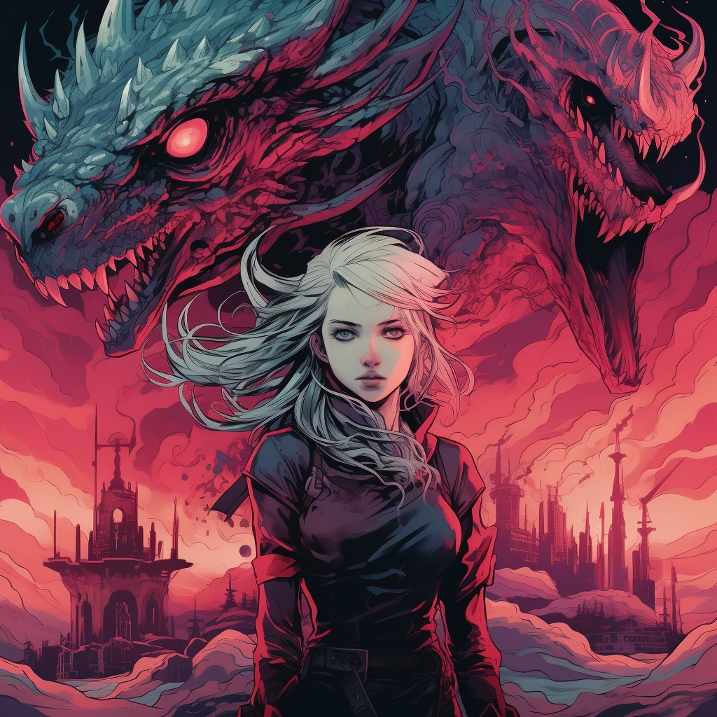 Art illustration the horizon in the style of lunarpu