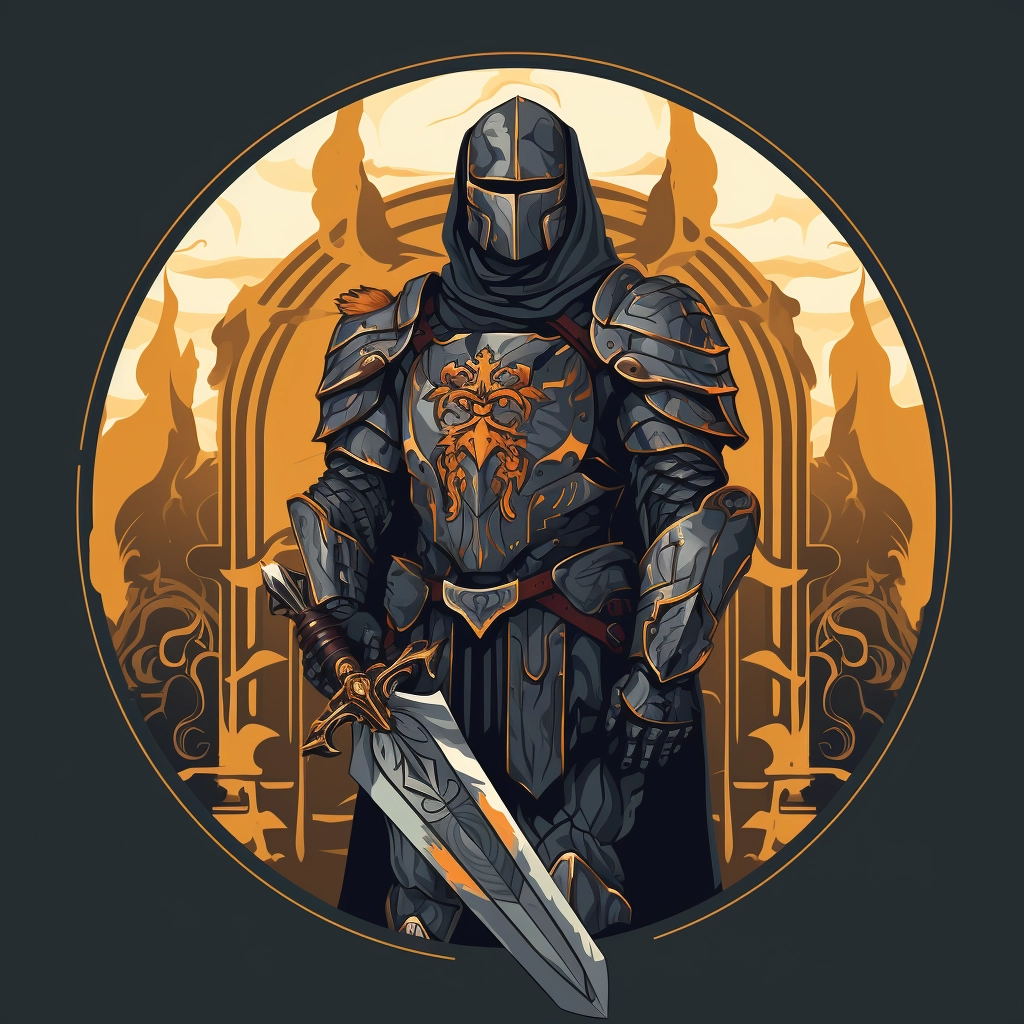 Dark medieval paladin 2d vector png