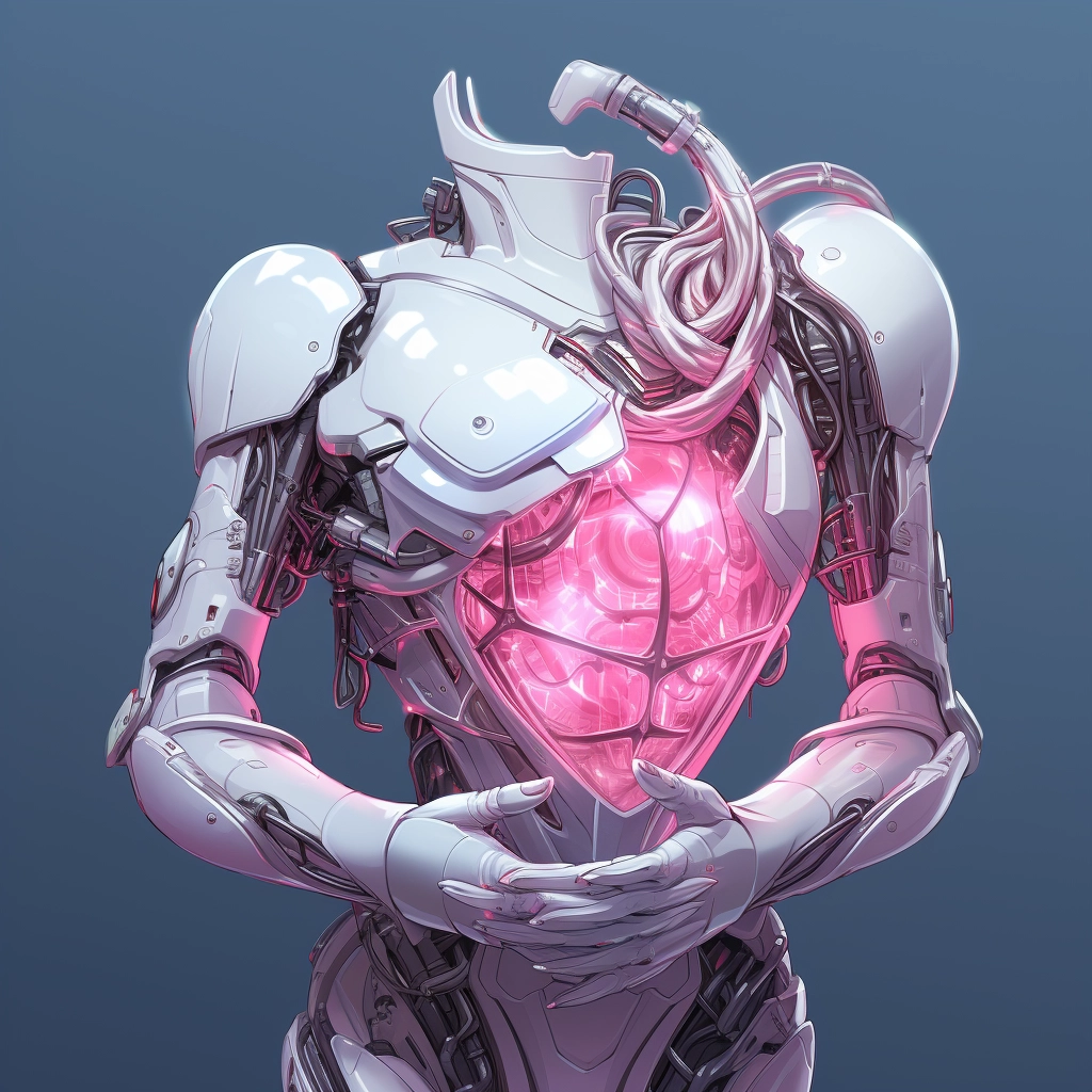 Synthetic heart being held in a robotic hand in the