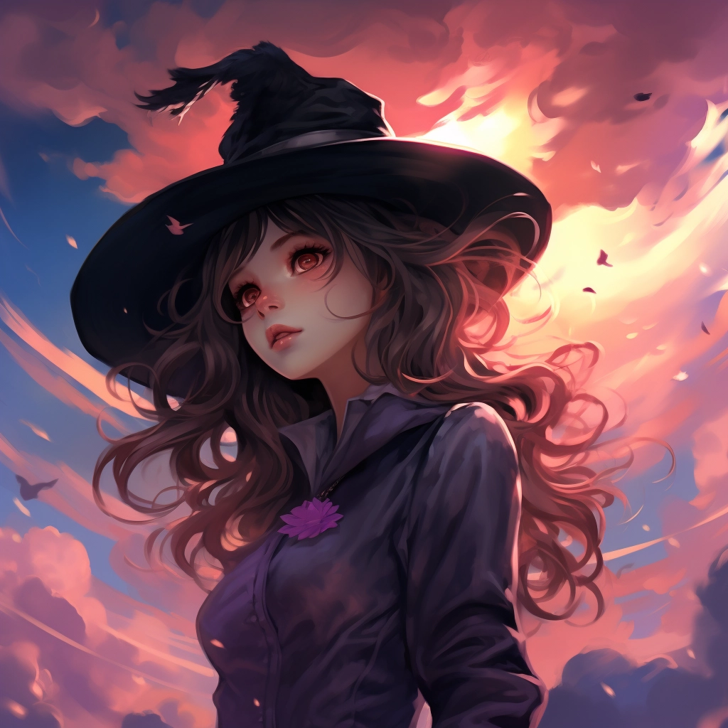 A girl wearing a black hat as sky fills with clouds