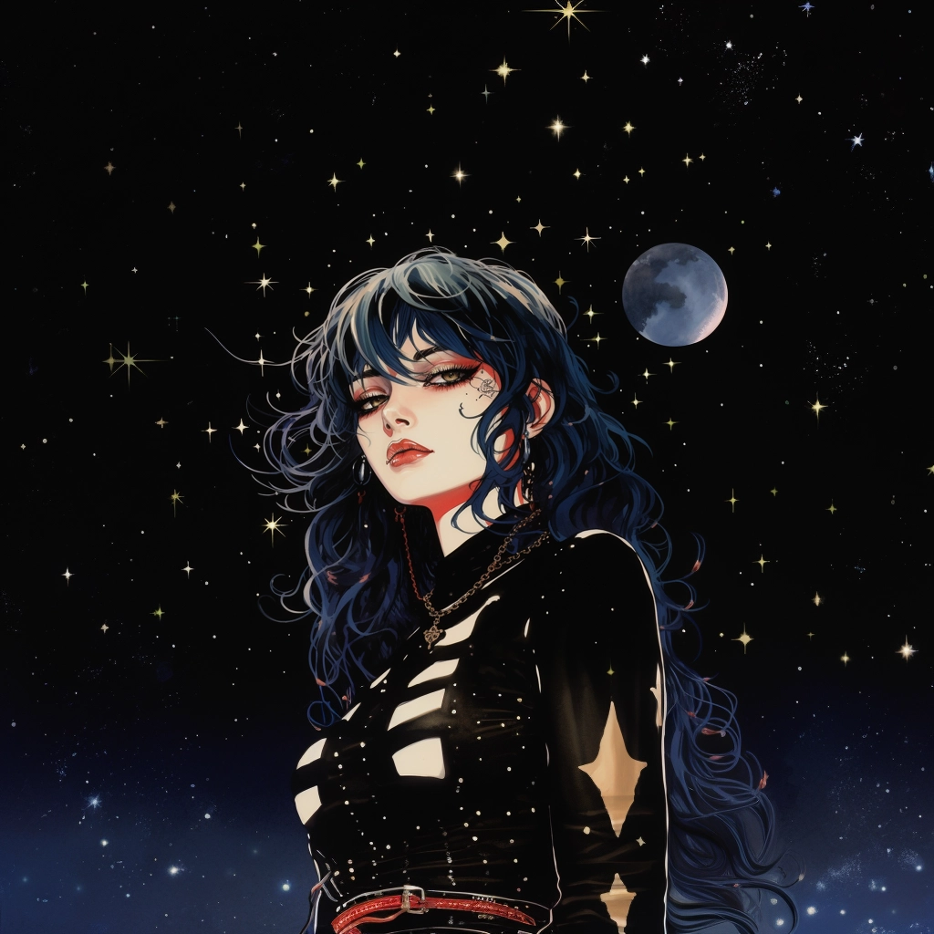 1990s anime goth starry eyed
