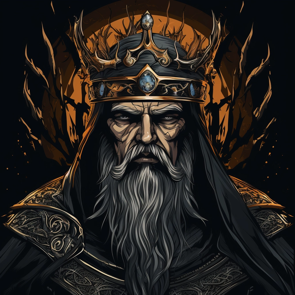 Dark medieval king 2d vector png