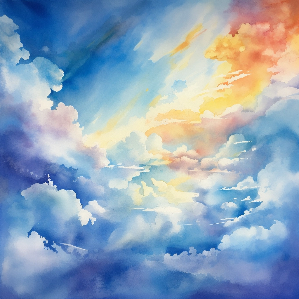 Cloudy sky colourful background watercolour