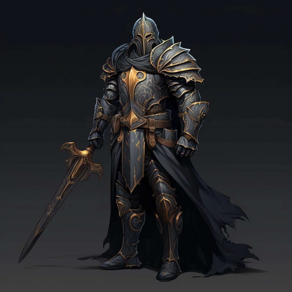 Dark medieval paladin 2d vector png  