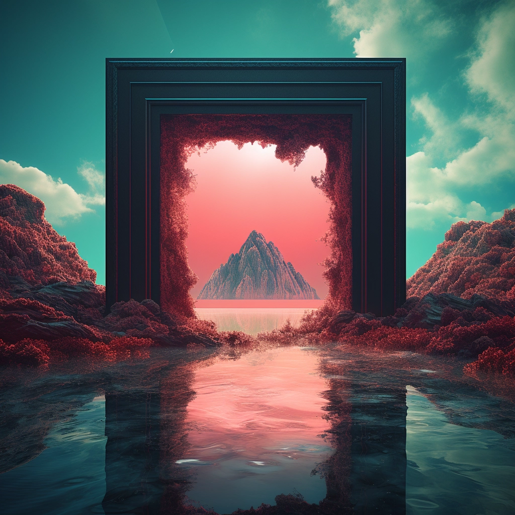An entrance to an island in the water in the style o