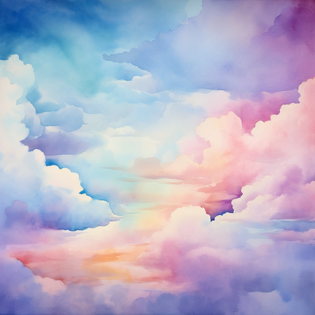 Cloudy sky colourful background watercolour