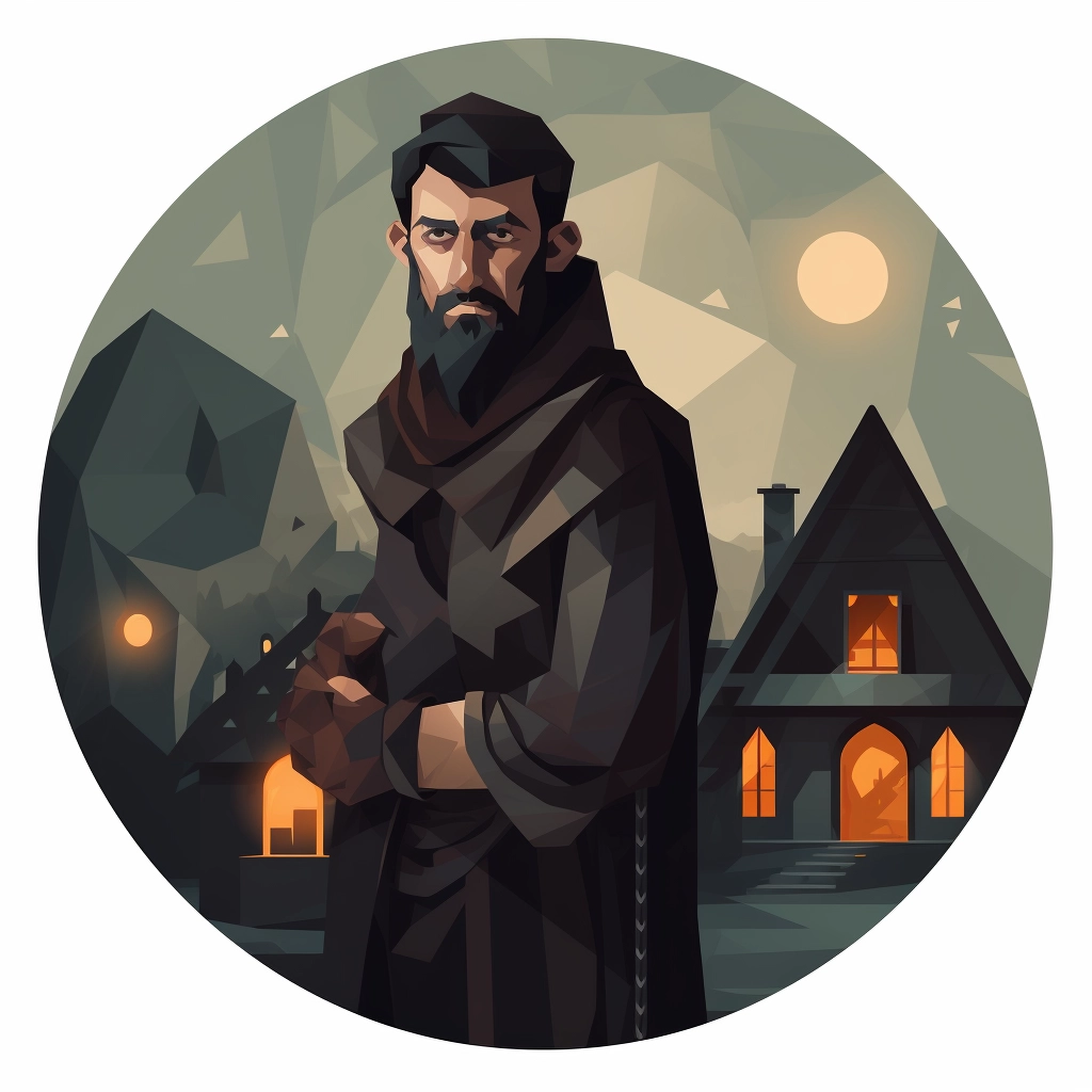 Dark medieval villager 2d vector png