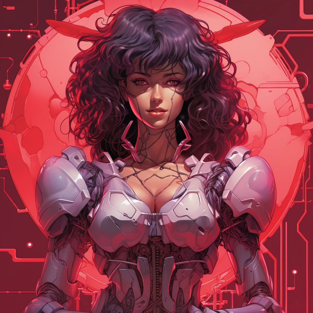 Synthetic heart in the style of 1990s retro anime