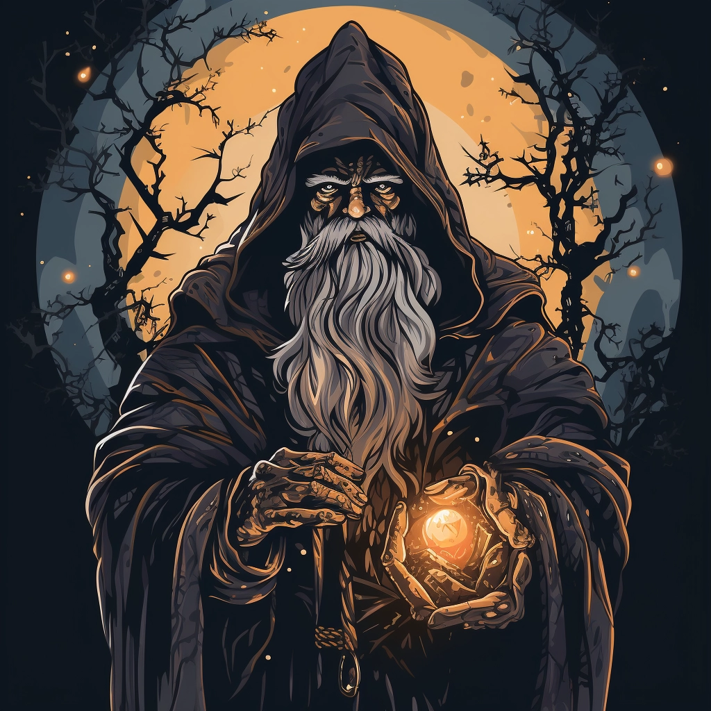 Dark medieval wizard 2d vector png