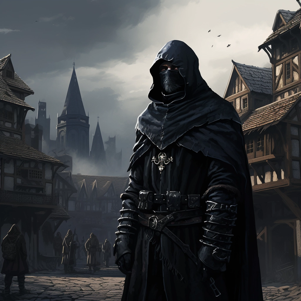 Dark medieval townsguard 2d vector png  