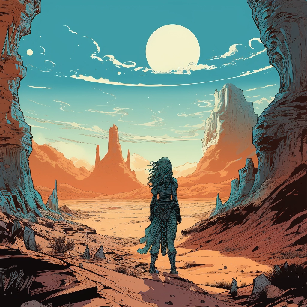 Art illustration the horizon in the style of lunarpu