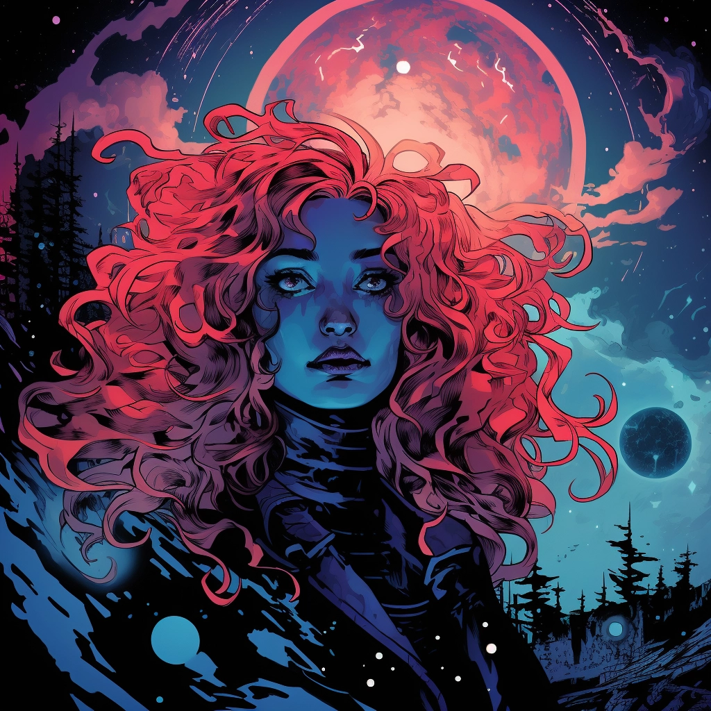 Art illustration the horizon in the style of lunarpu