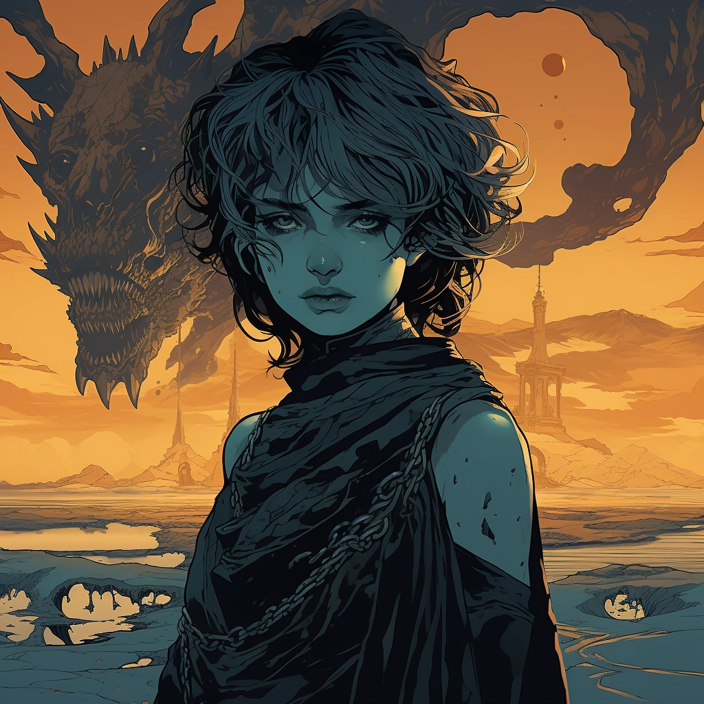Art illustration the horizon in the style of lunarpu