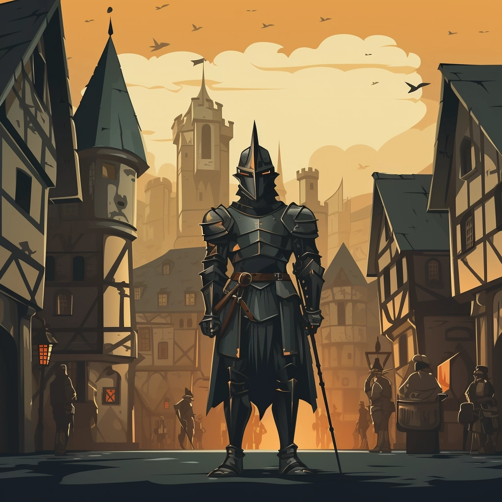 Dark medieval townsguard 2d vector png