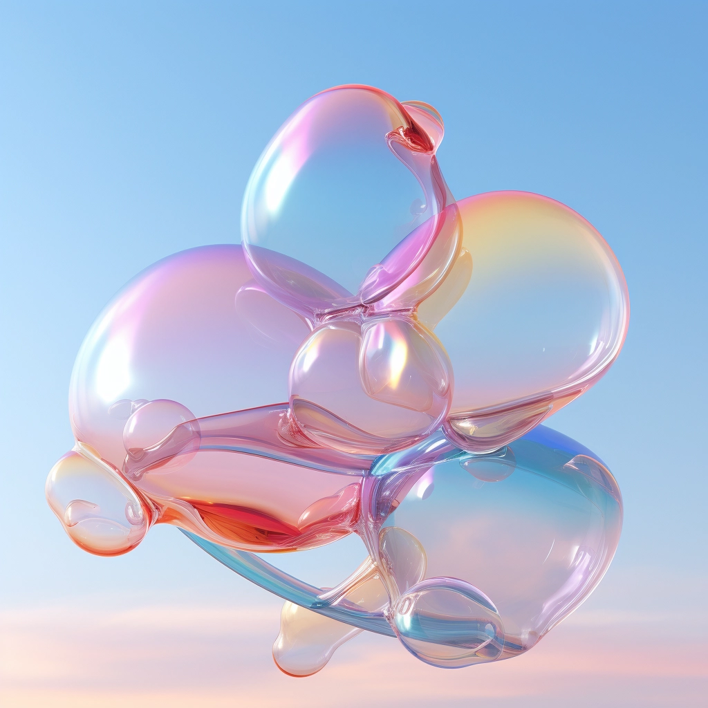 Soap bubbles in the air in the style of colorful moe