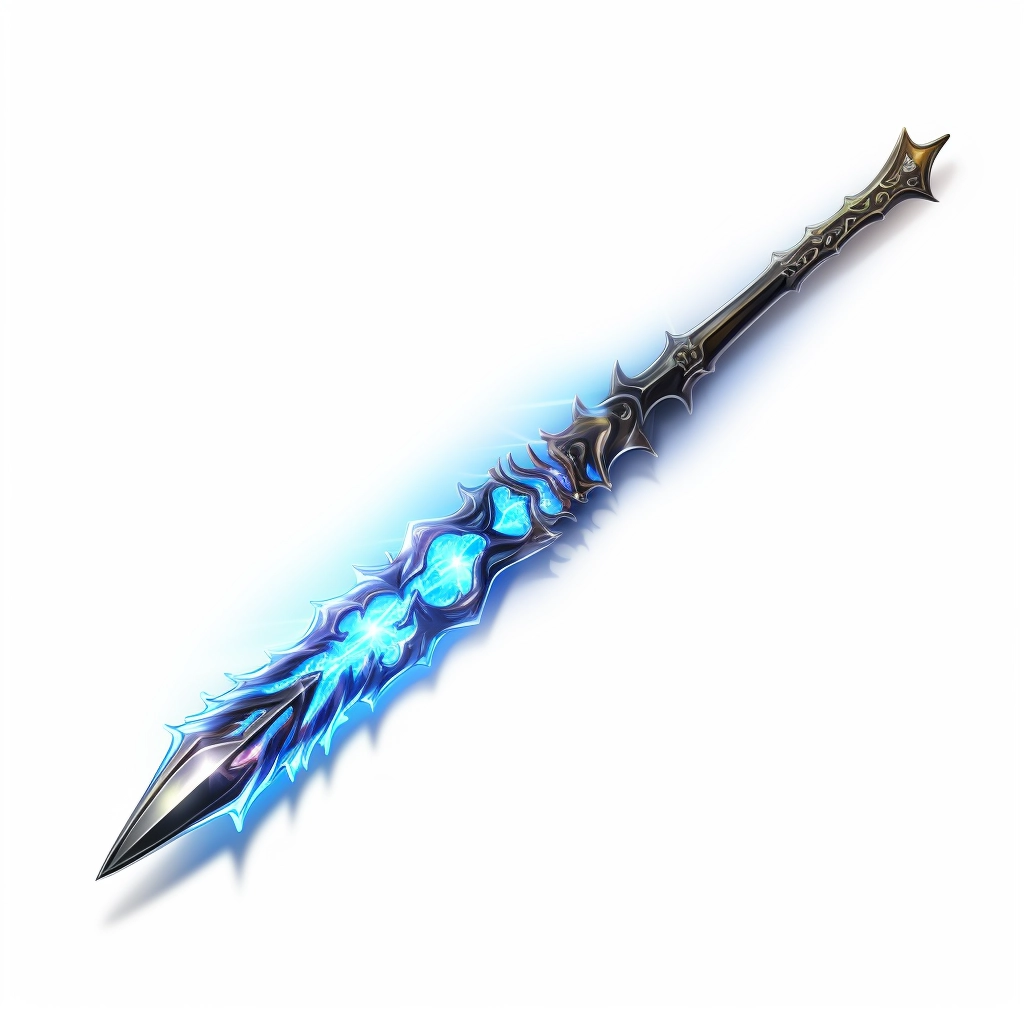 Sword with glowing blue flame 2d vector png  