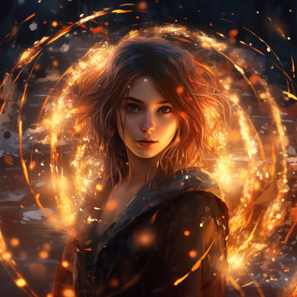 A woman who is standing in the middle of a dark ring