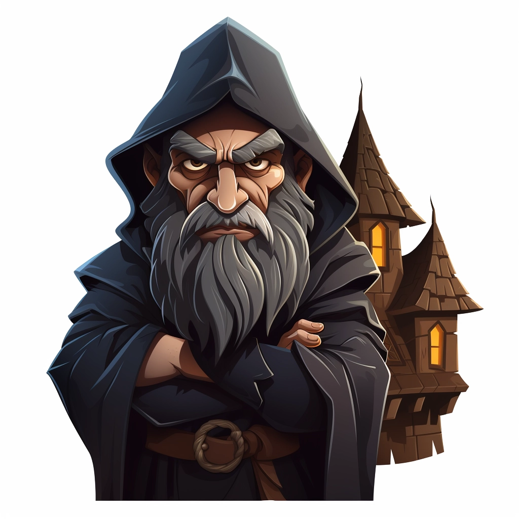 Dark medieval villager 2d vector png