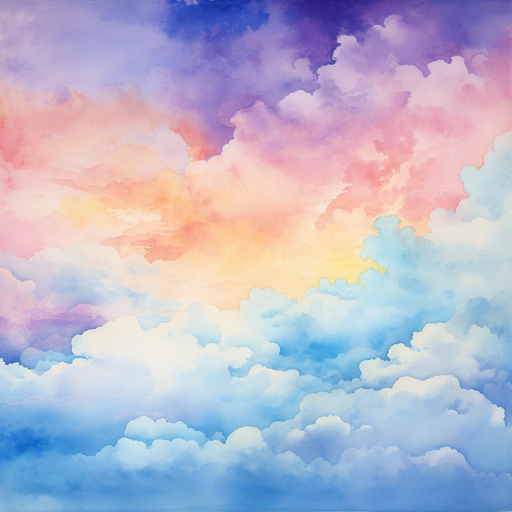 Cloudy sky colourful background watercolour  