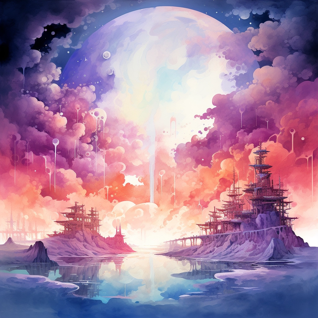 Mesosphere in the style of watercolour ambient 