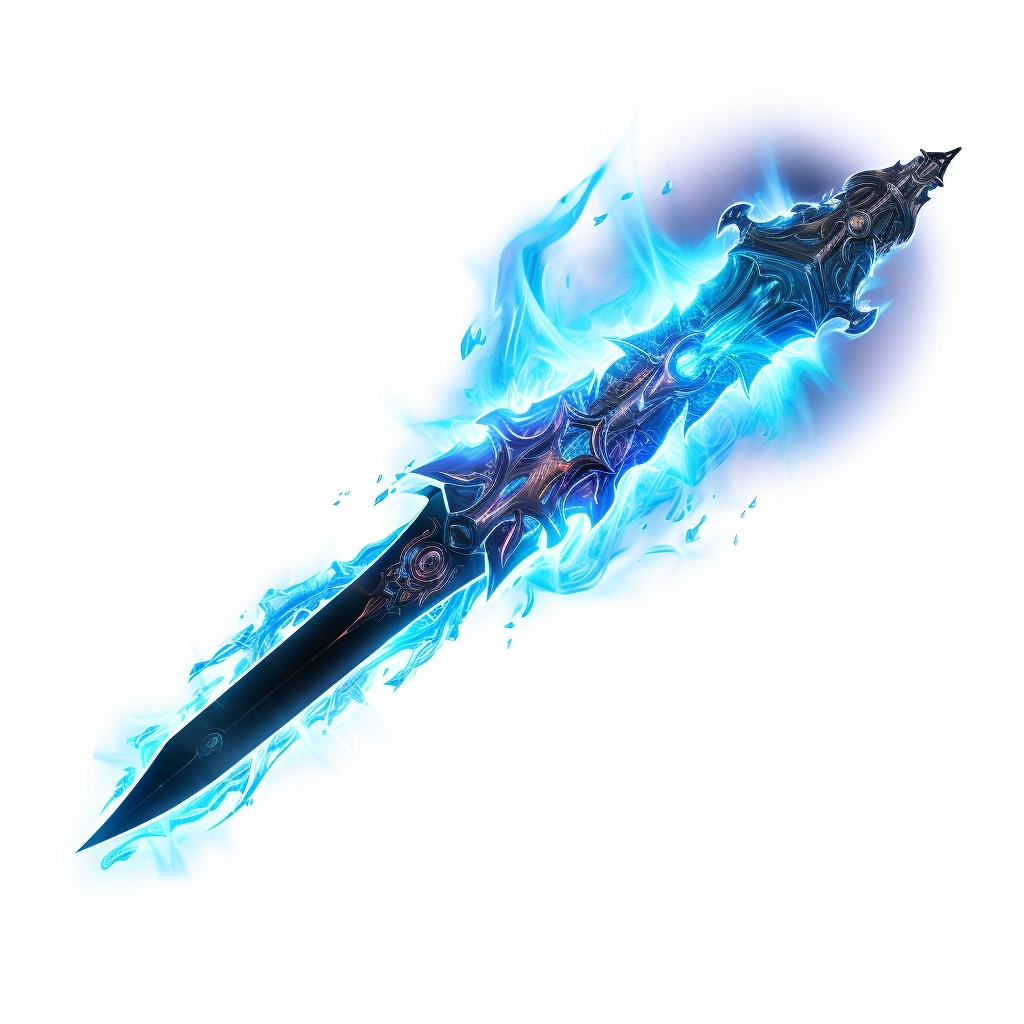 Sword with glowing blue flame 2d vector png  