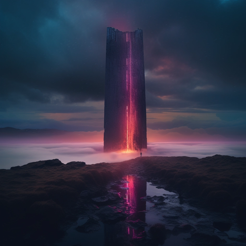The tower on top of a large wall in the style of bee