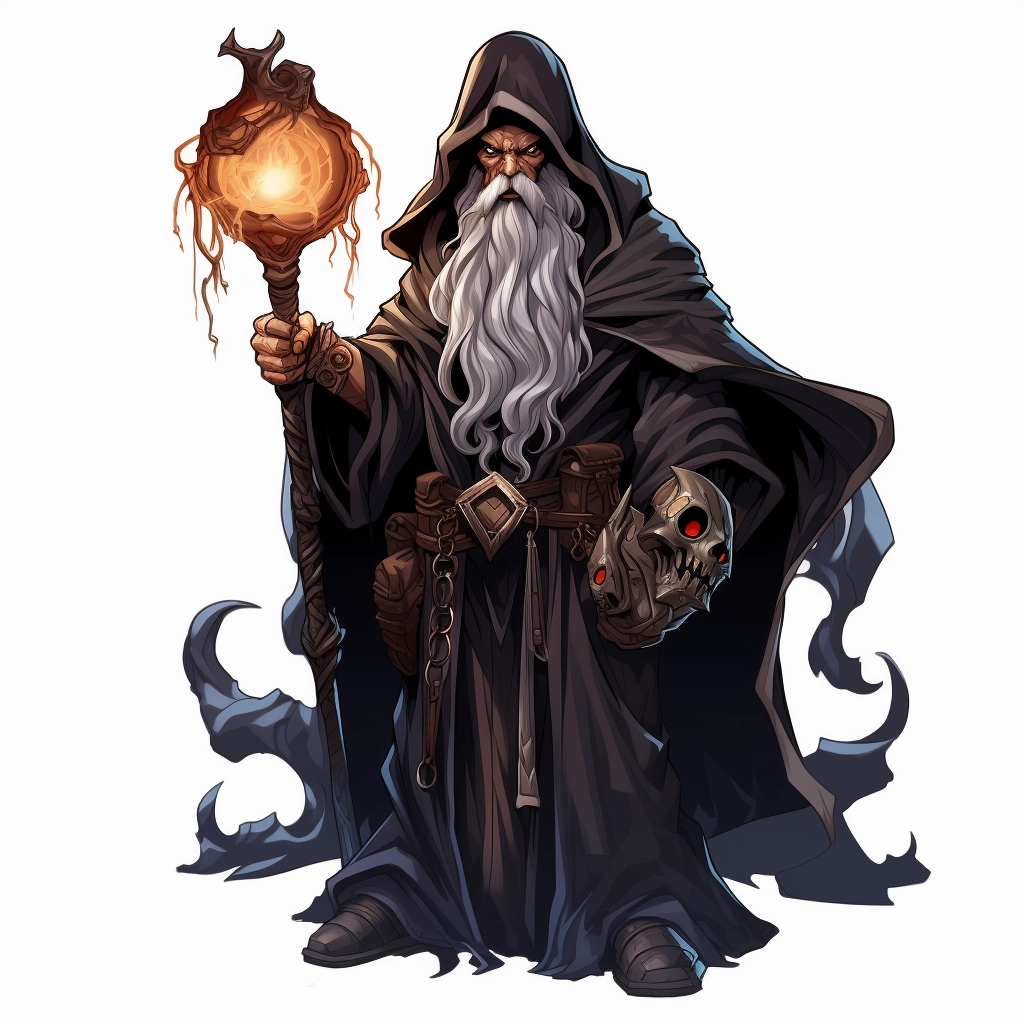 Dark medieval wizard 2d vector png  
