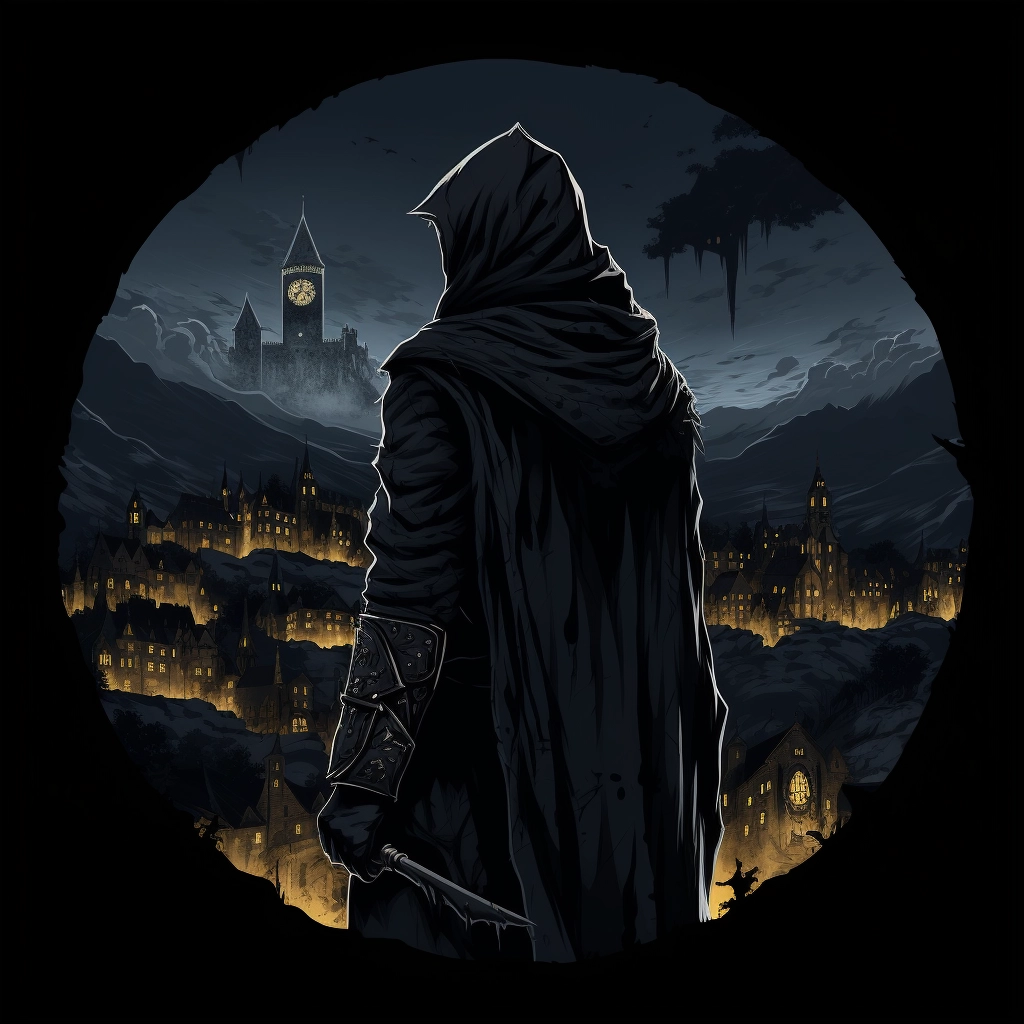 Dark medieval townsguard 2d vector png