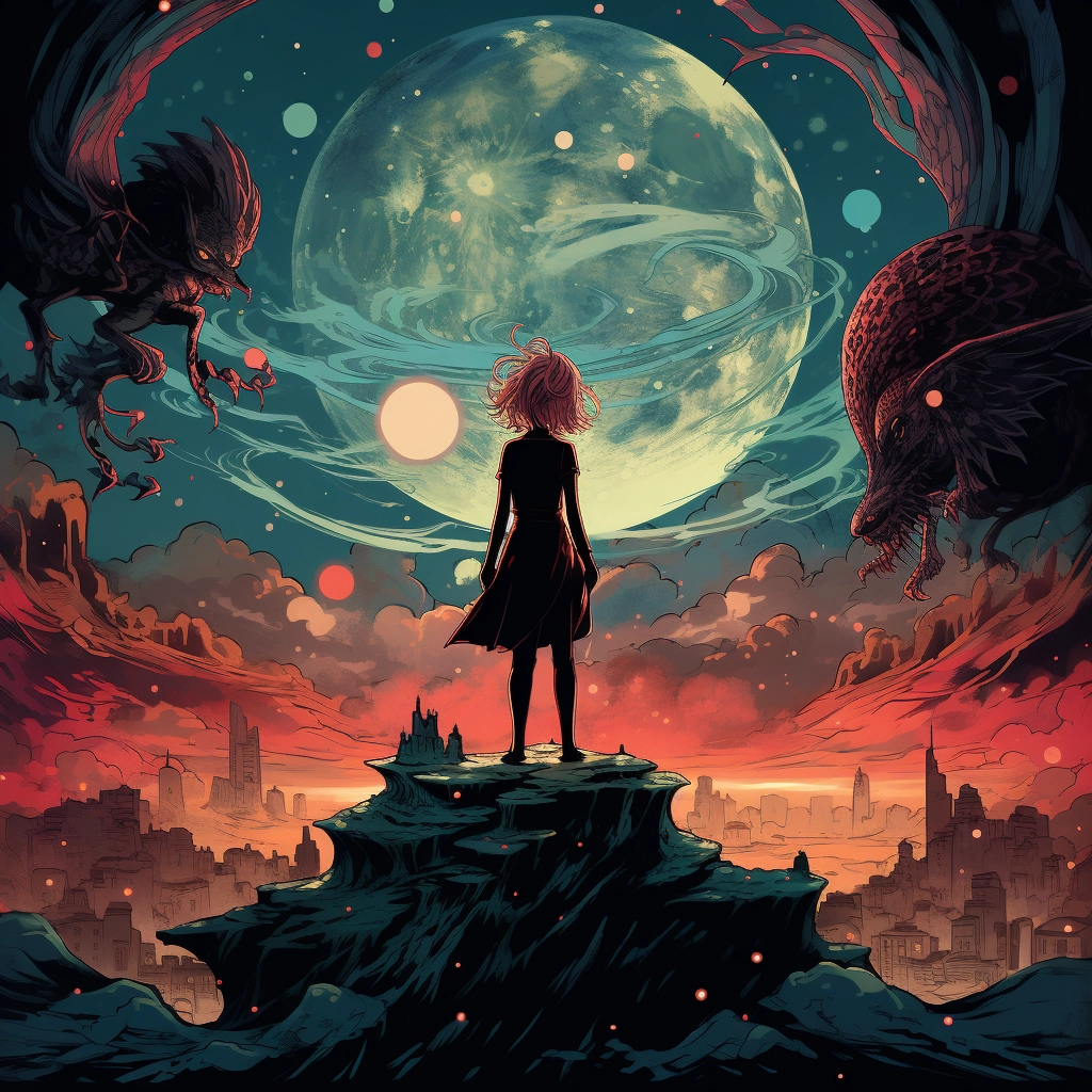 Art illustration the horizon in the style of lunarpu