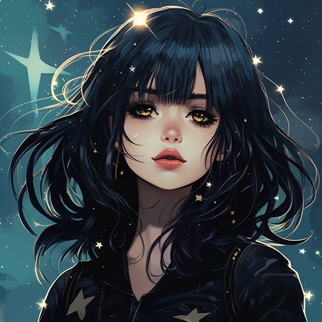 1990s starry eyed anime goth girl