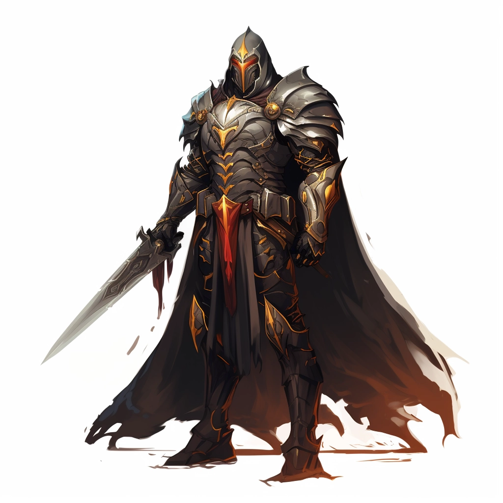 Dark medieval paladin 2d vector png  