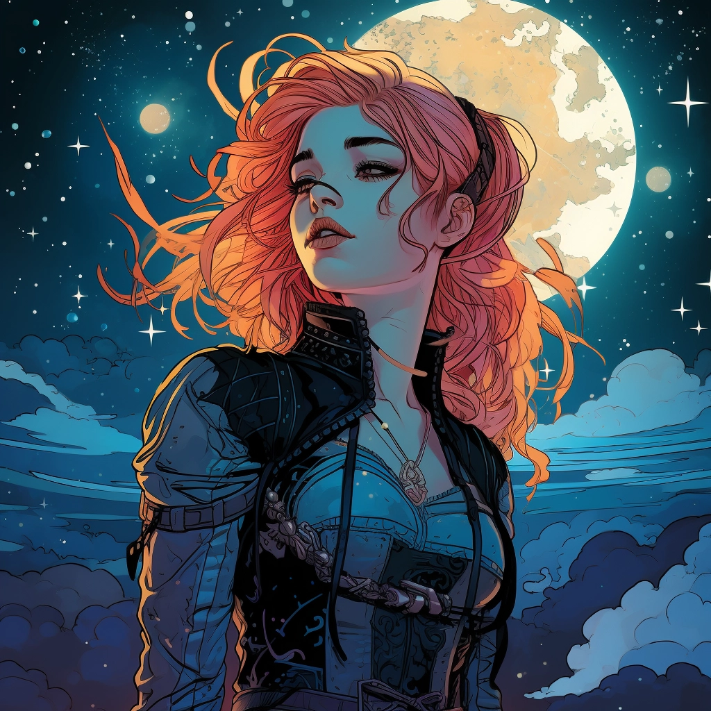 Art illustration the horizon in the style of lunarpu