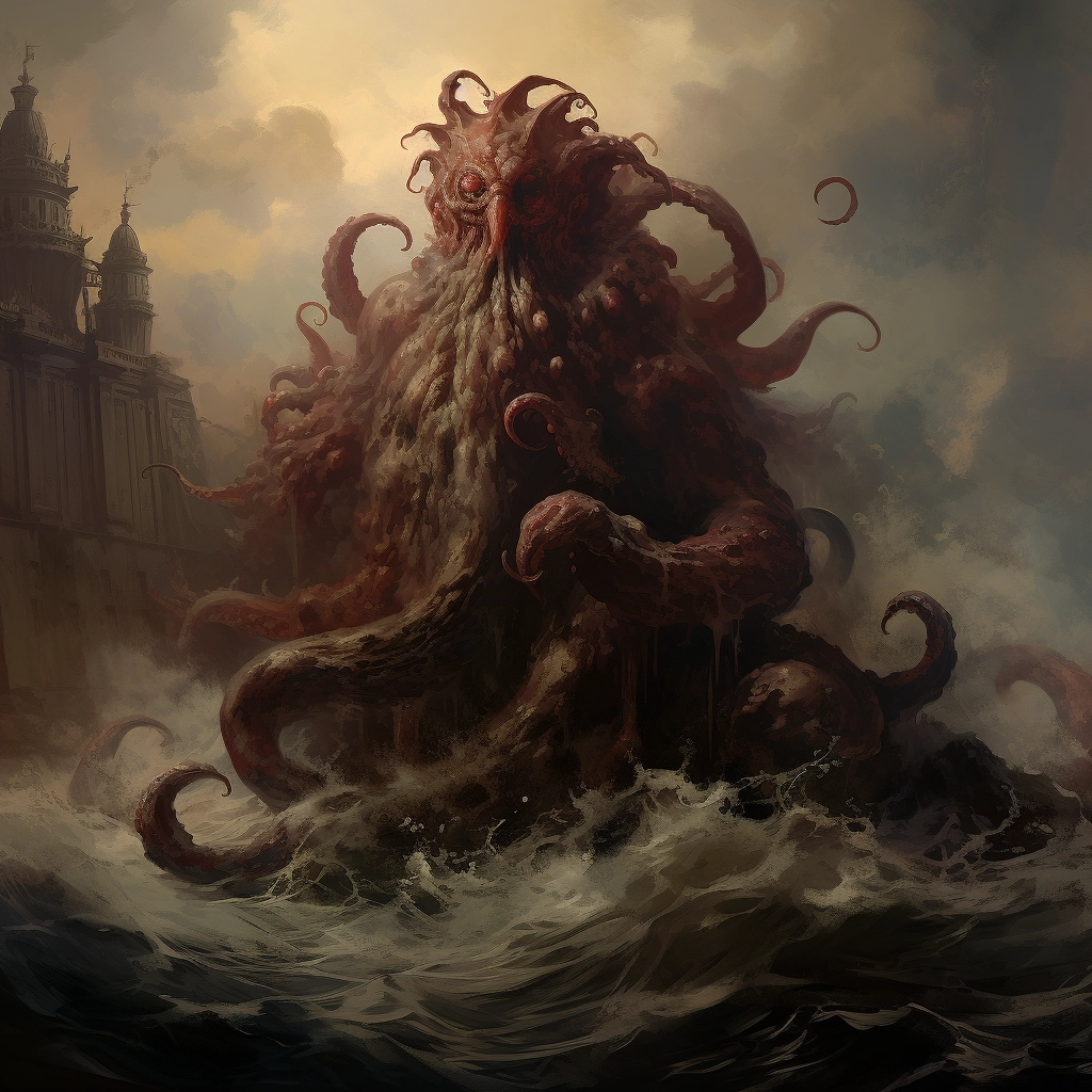 Adavex kraken in the style of francesco solimena alb
