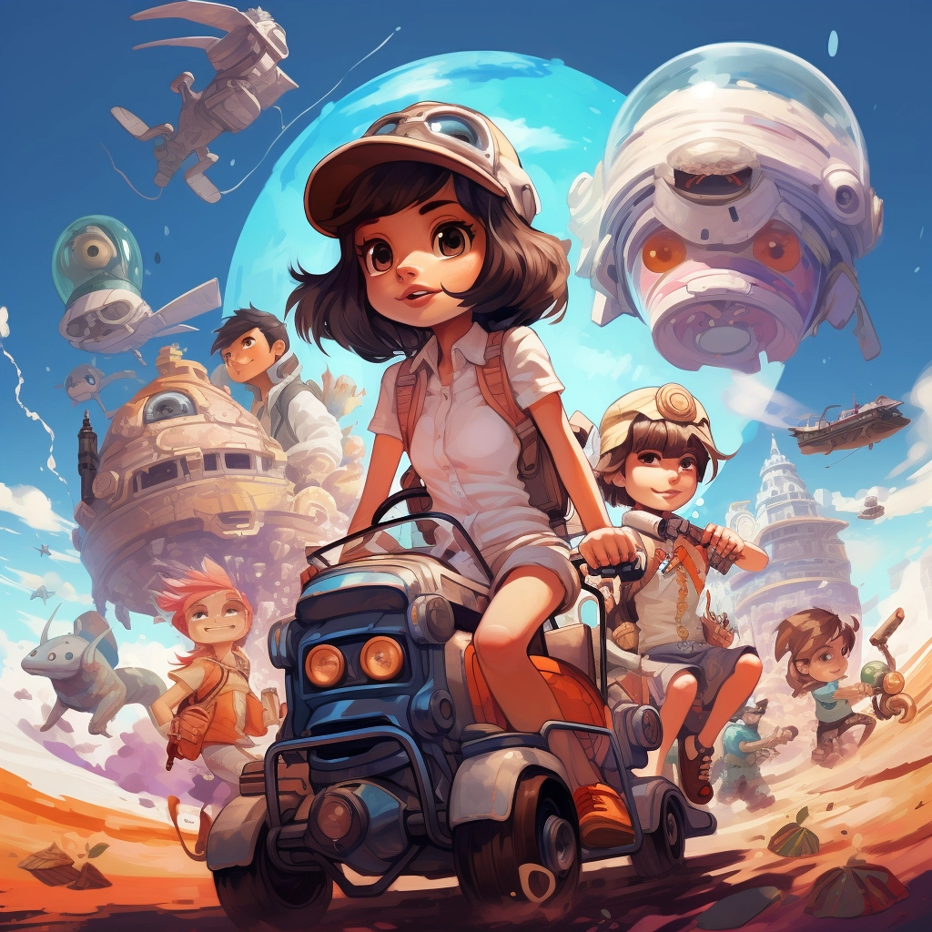 The cover of a cartoon with people in it in the styl