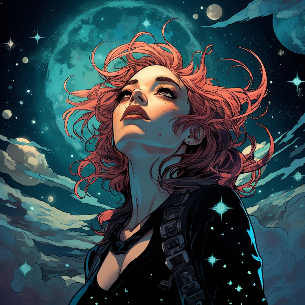 Art illustration the horizon in the style of lunarpu