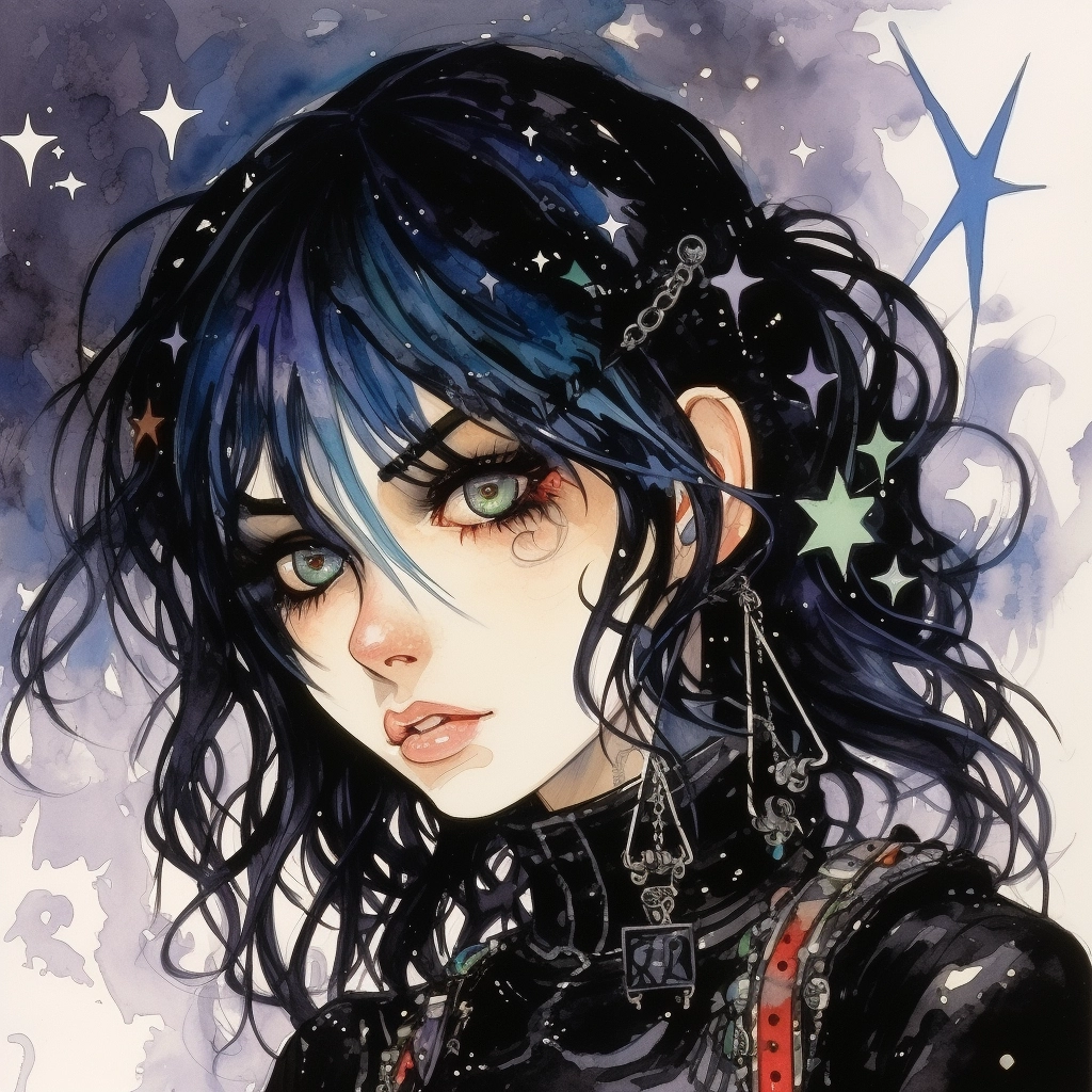 1990s anime goth starry eyed