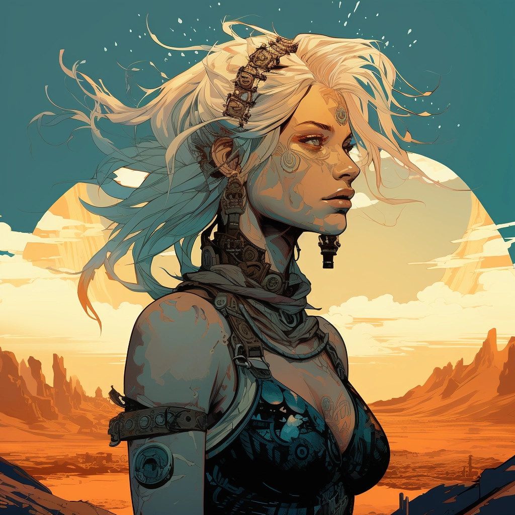 Art illustration the horizon in the style of lunarpu