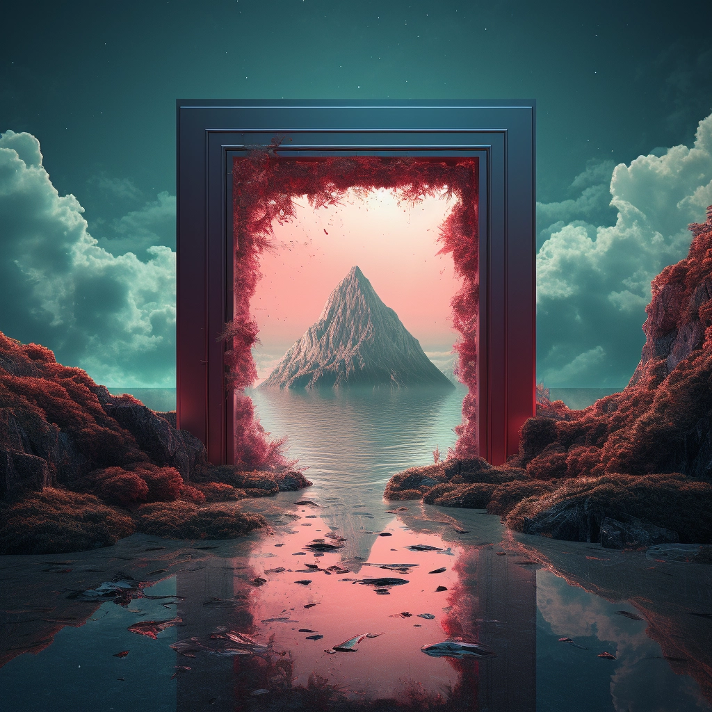 An entrance to an island in the water in the style o