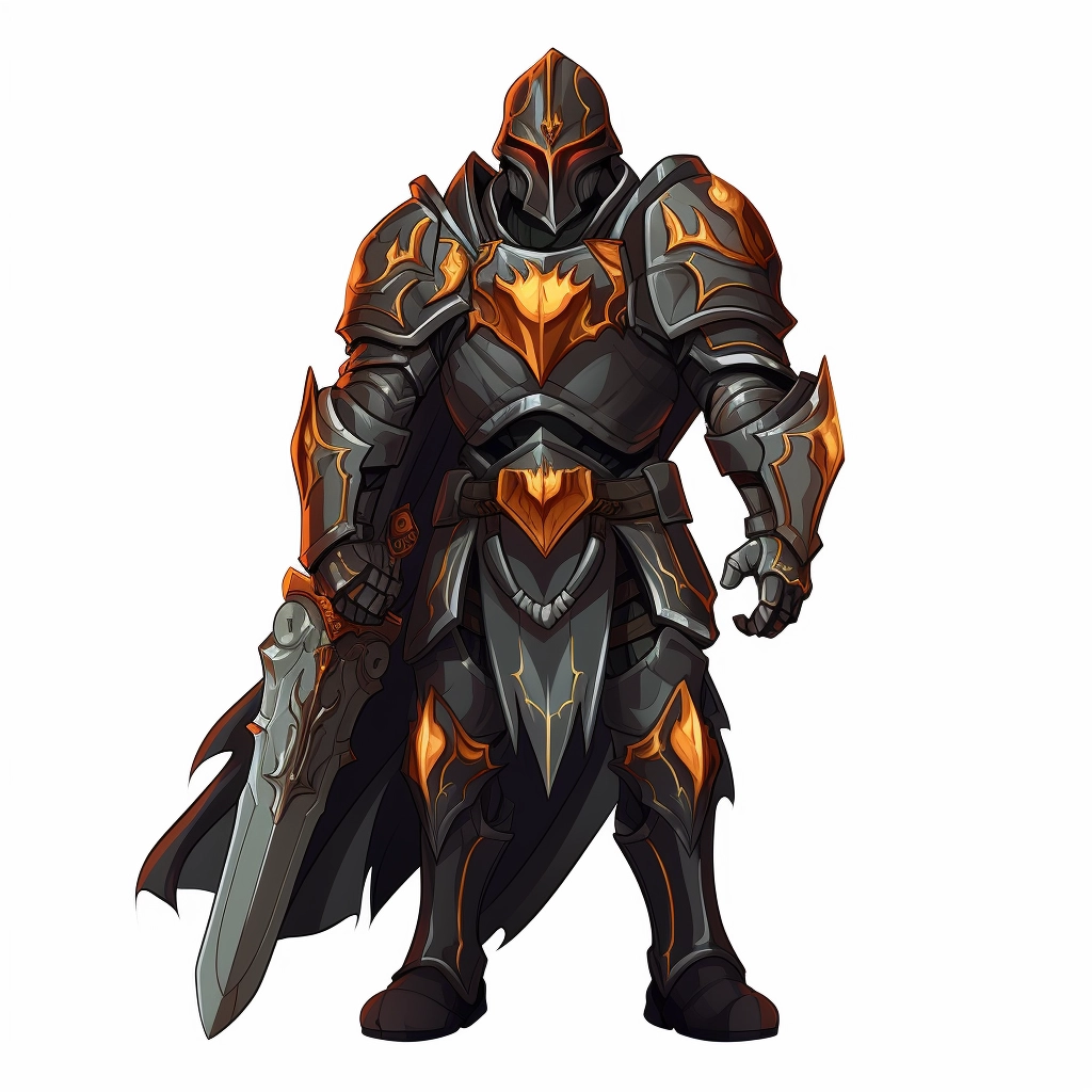 Dark medieval paladin 2d vector png  