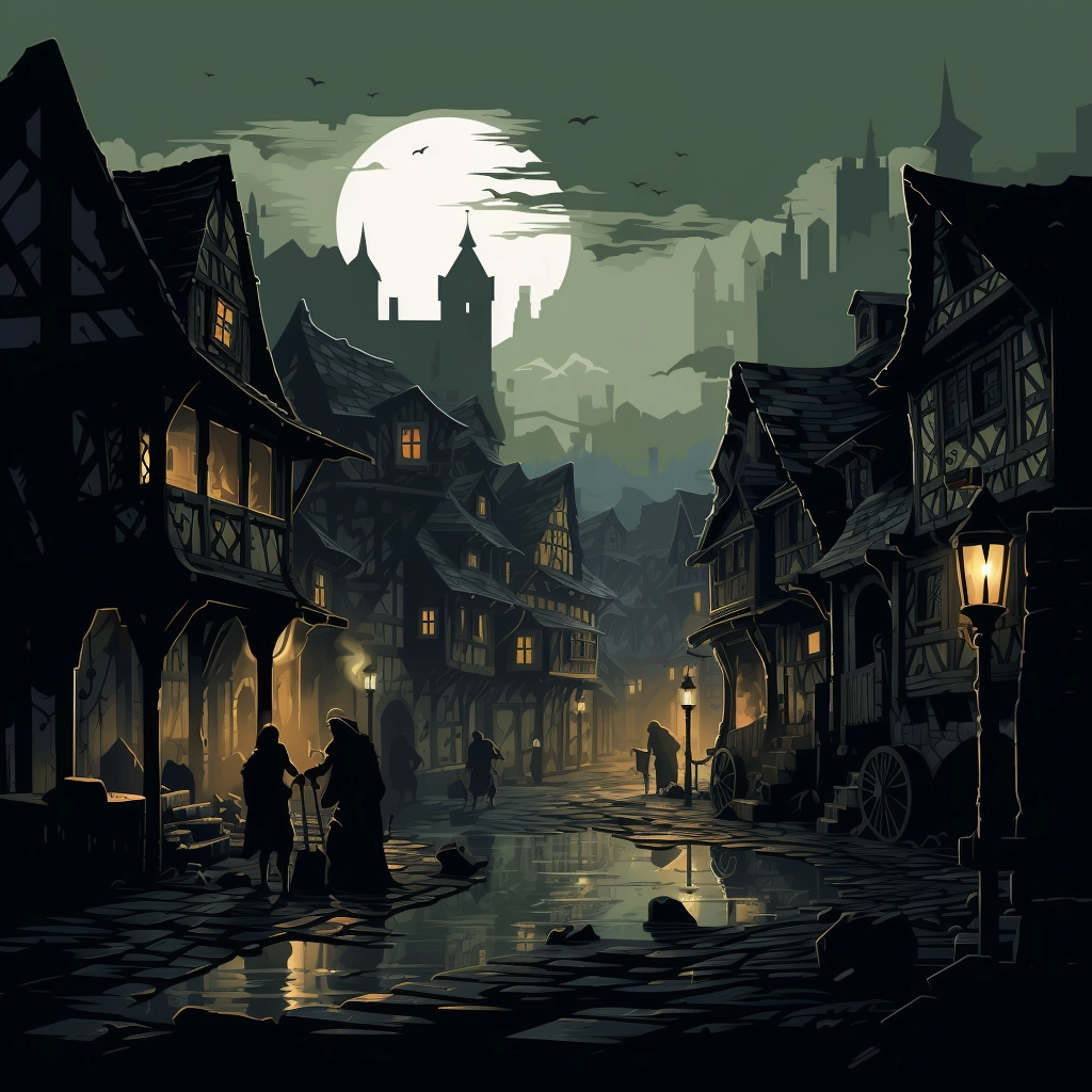 Dark medieval townsfolk 2d vector png