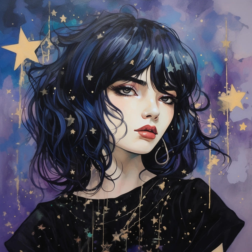1990s starry eyed anime goth girl