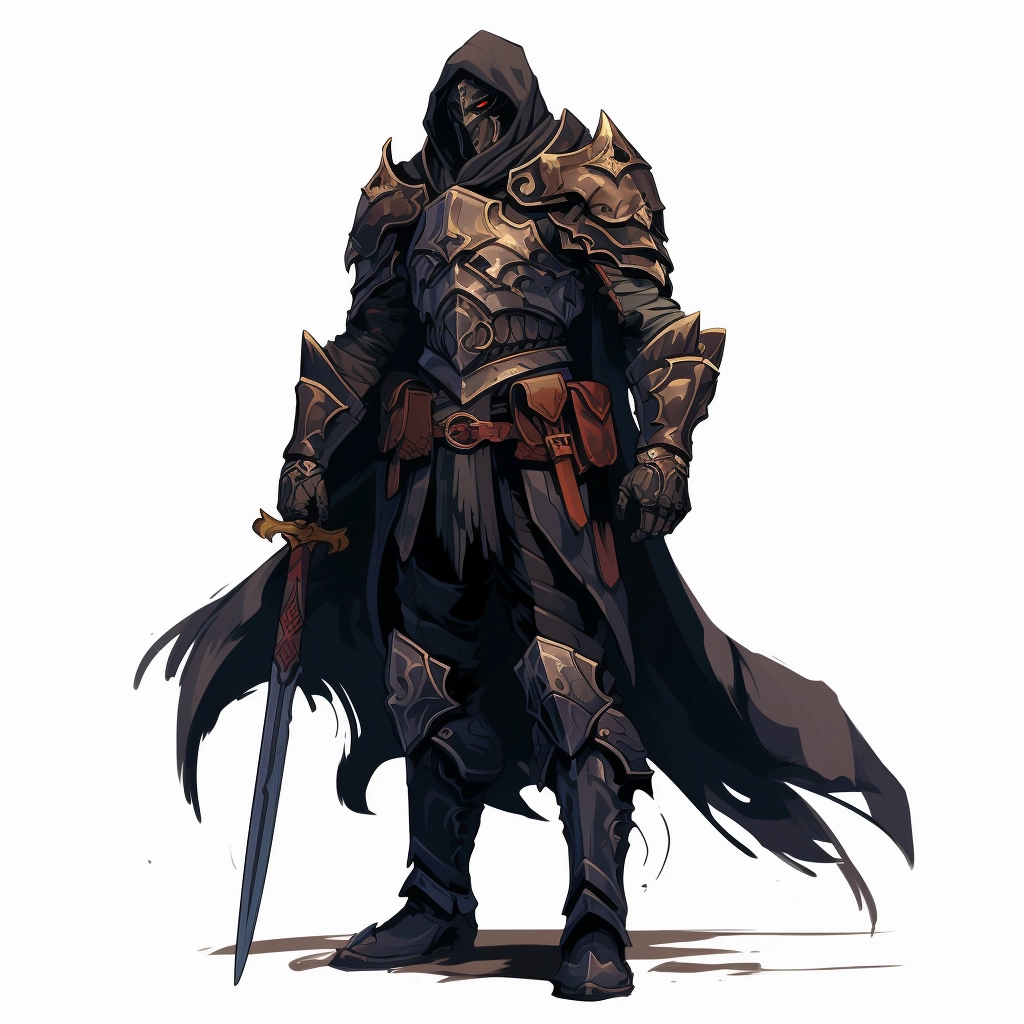 Dark medieval paladin 2d vector png  